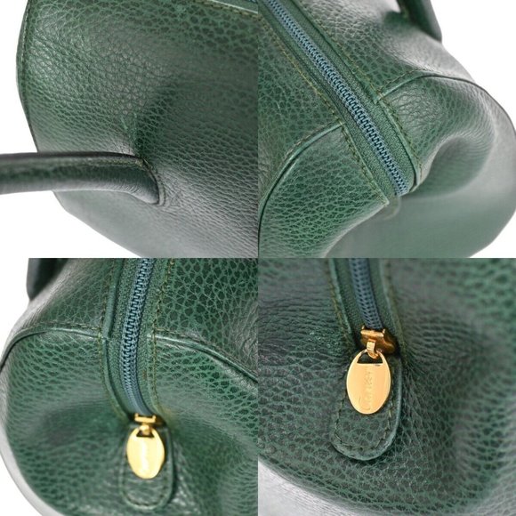 MUST DE CARTIER 2C Logo Hand Bag Leather Green Gold Made In Spain 35RH796 - Picture 3 of 15